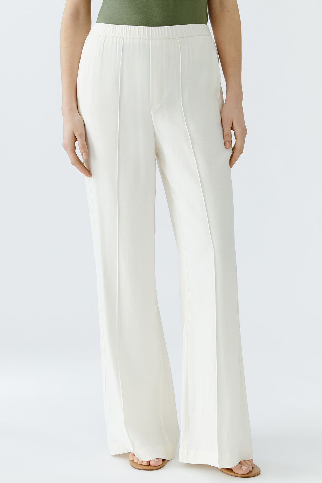 Oui Trousers Pull-On Wide Leg Champagne 92825 1052 - Olivia Grace Fashion