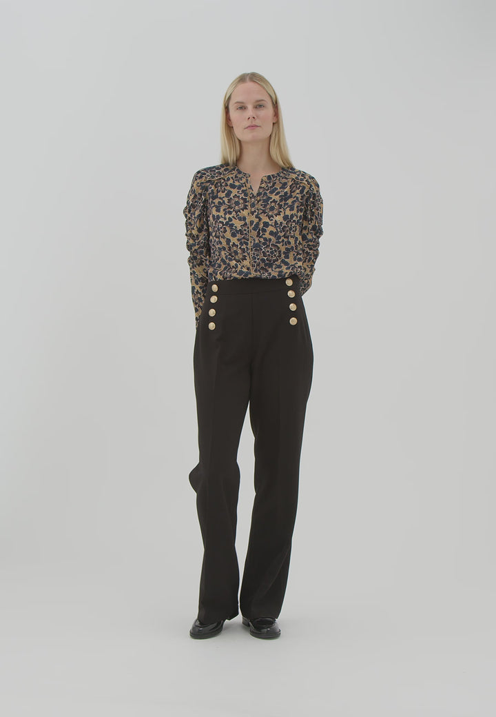 Dea Kudibal Isobeldea Trousers Black Button Detail 0990724 1000 - Olivia Grace Fashion