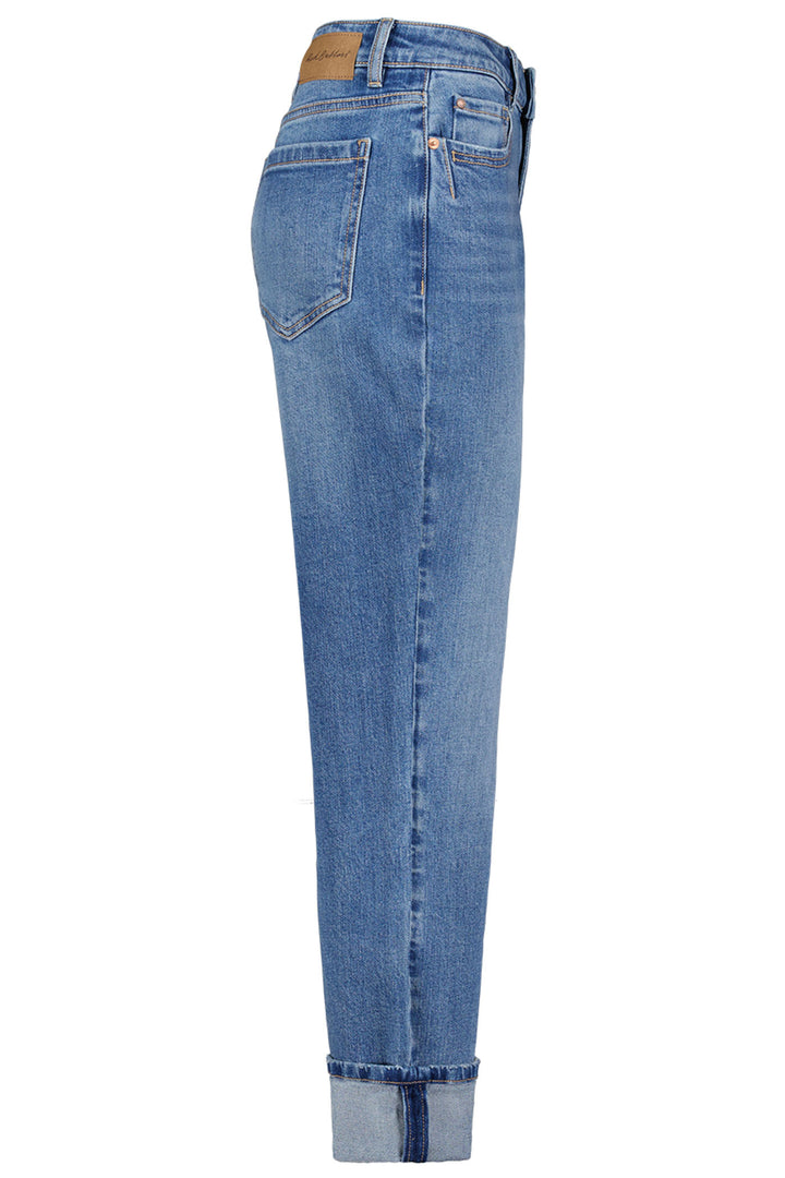 Red Button Kim Straight Jeans Mid Stone Blue With Turnups SRB4357 - Olivia Grace Fashion