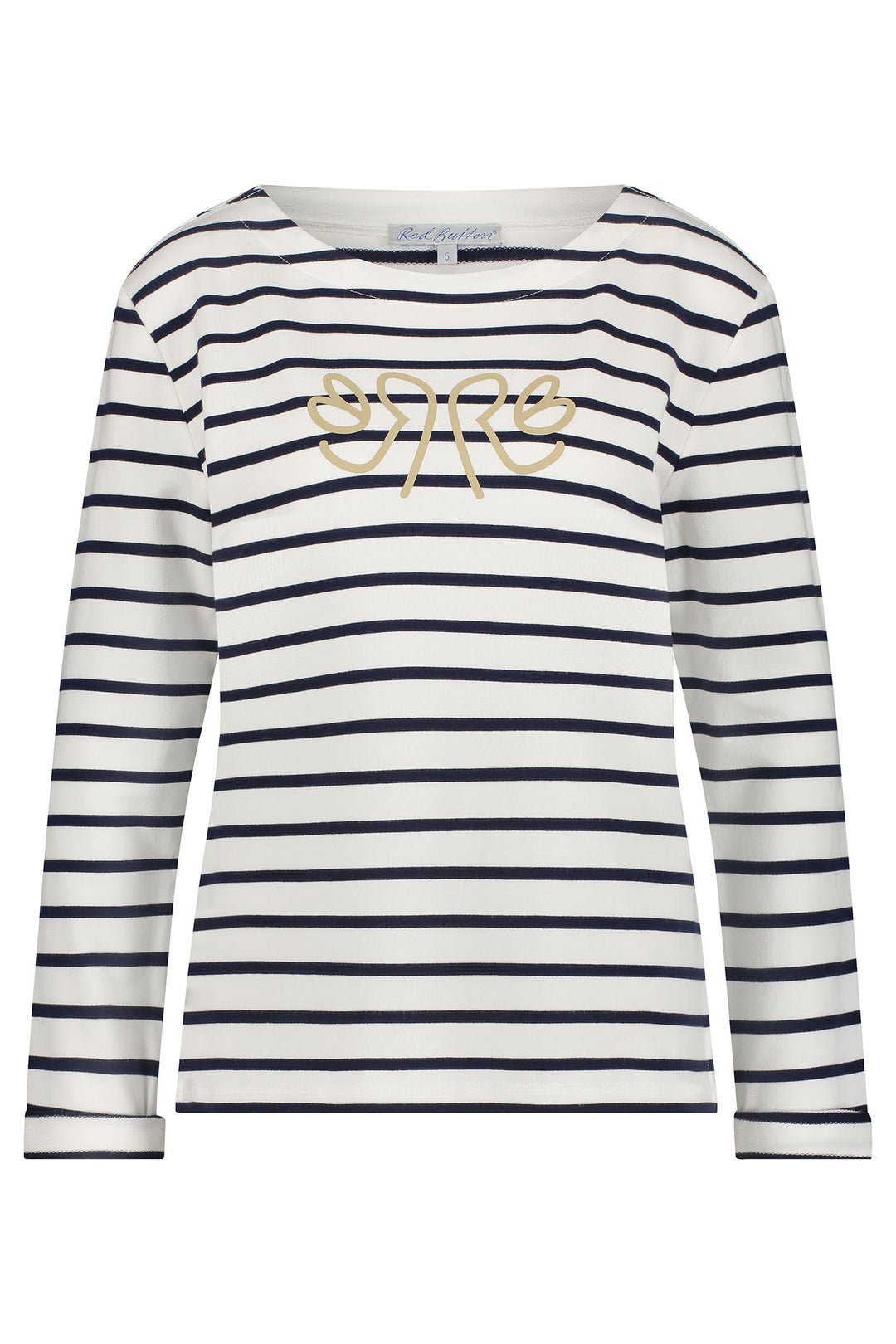 Red Button Terry Dark Blue Stripe Long Sleeve Top SRB4471A -  Olivia Grace Fashion