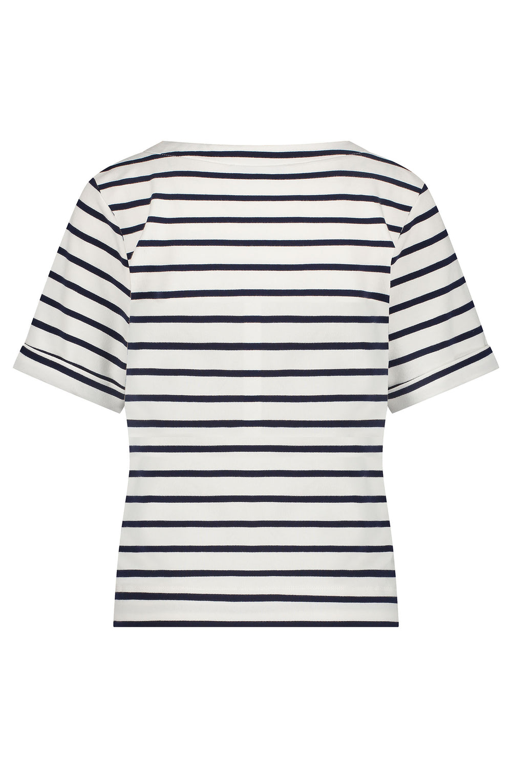 Red Button Terry T-Shirt Stripe Short Sleeve Dark Blue SRB4528 - Olivia Grace Fashion