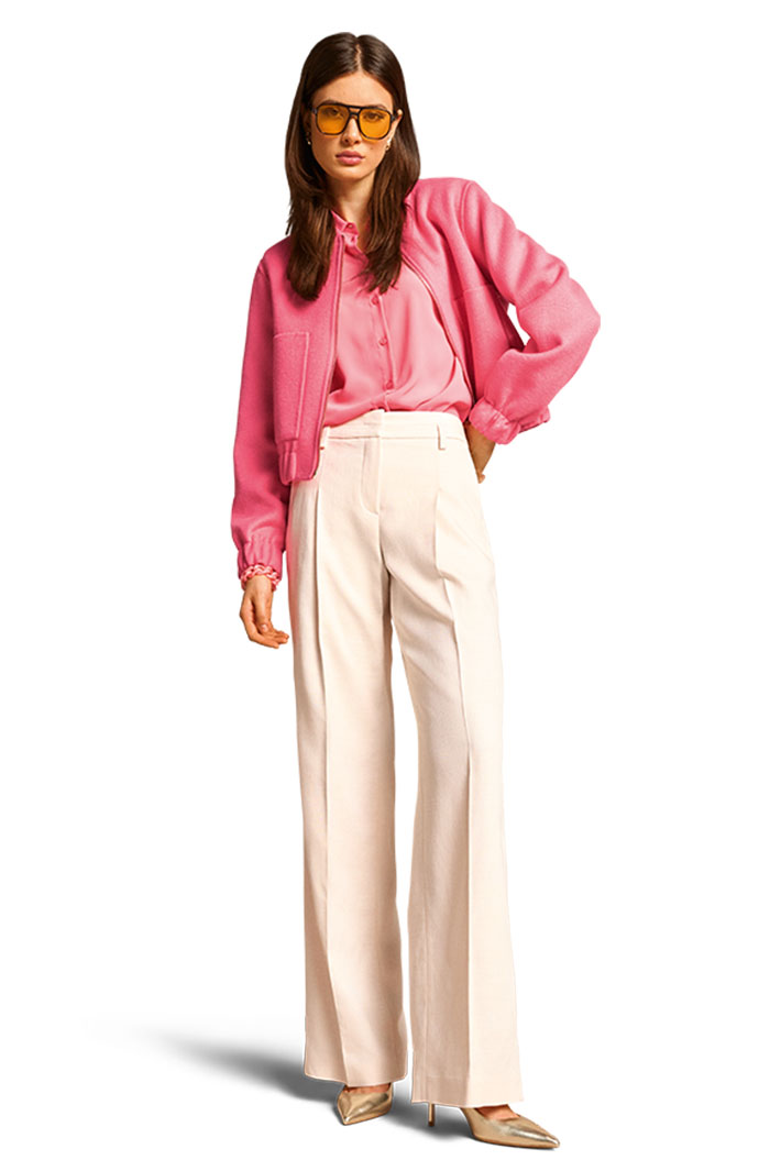 Riani Trousers Fresco Fiammato Wide Fit Blé Cream 533290-4355-802 - Olivia Grace Fashion