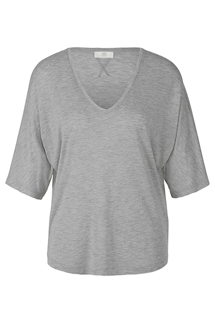 Riani Women's Top Silver Stone Grey V-Neck Short Sleeve 478485-8309-912 - Olivia Grace Fashion