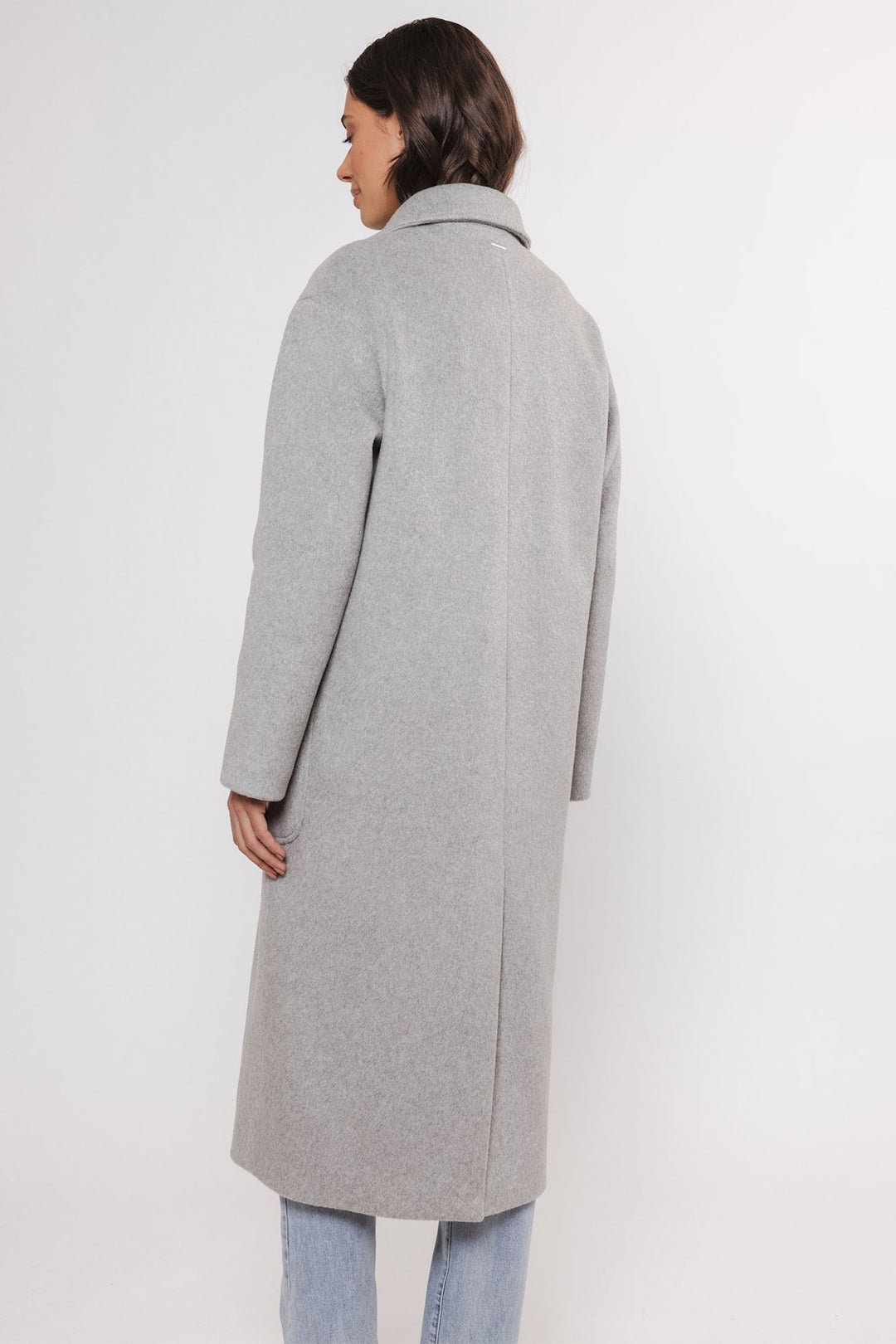 Rino & Pelle Double Breasted Long Coat Light Grey Teuni 7002411 - Olivia Grace Fashion