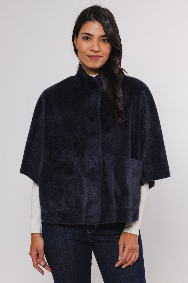 Rino & Pelle Faux Fur Cape Navy Dewi 7002411 - Olivia Grace Fashion