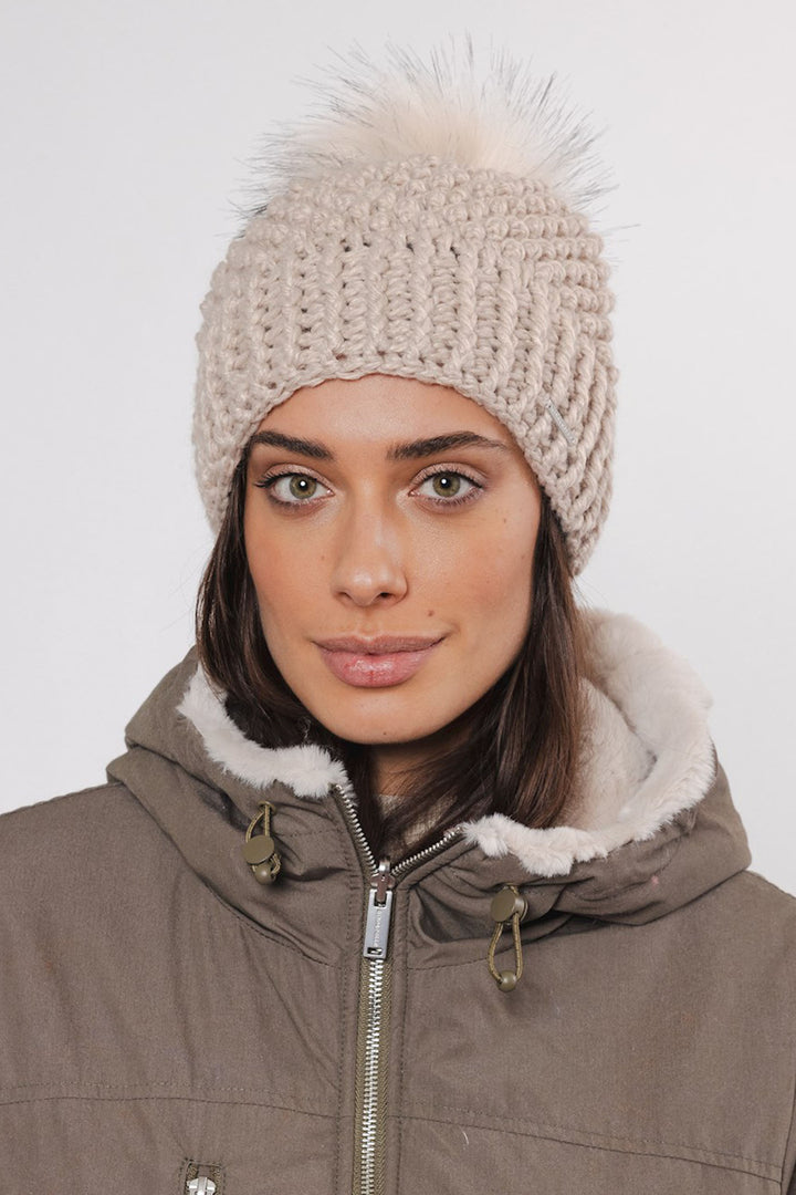 Rino & Pelle Knitted Beanie Hat Birch Cream Kevina 7002412 - Olivia Grace Fashion