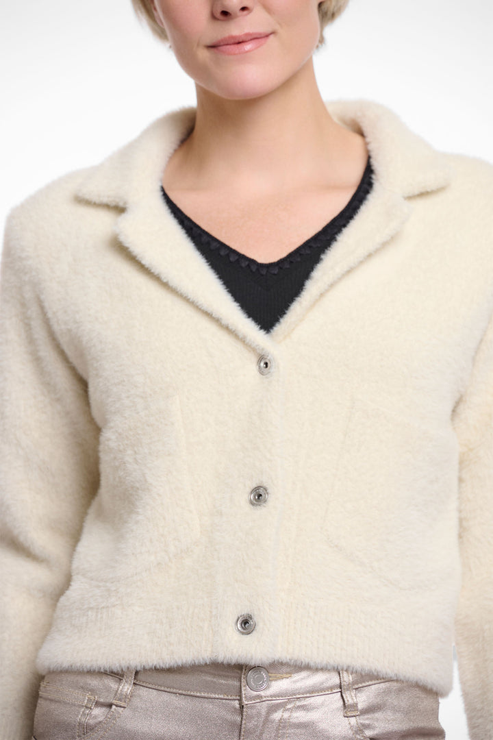 Rino & Pelle Norah Short Cardigan With Collar Birch Cream 5002522 - Olivia Grace Fashion