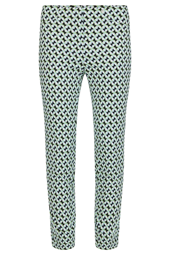 Robell 51622-05458-82 Rose Mint Green Print Pull-On 68cm Trousers - Olivia Grace Fashion