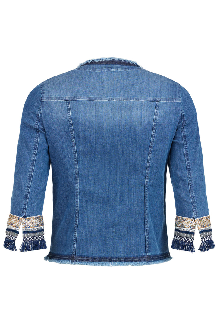 Robell 57423 54159 Josy Blue Denim Round Neck Jacket - Olivia Grace Fashion