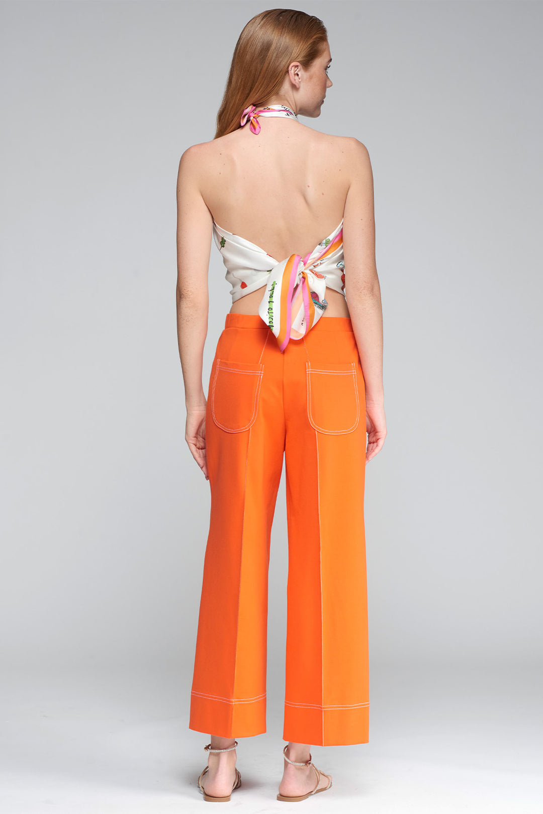 Vilagallo 32213 Orange Cropped Trousers - Olivia Grace Fashion