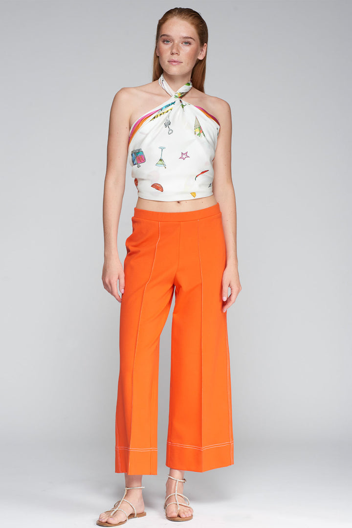 Vilagallo 32213 Orange Cropped Trousers - Olivia Grace Fashion