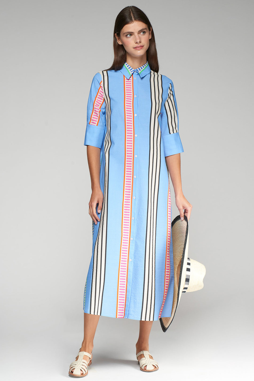 Vilagallo Shirt Dress Blue Stripe 32298 - Olivia Grace Fashion