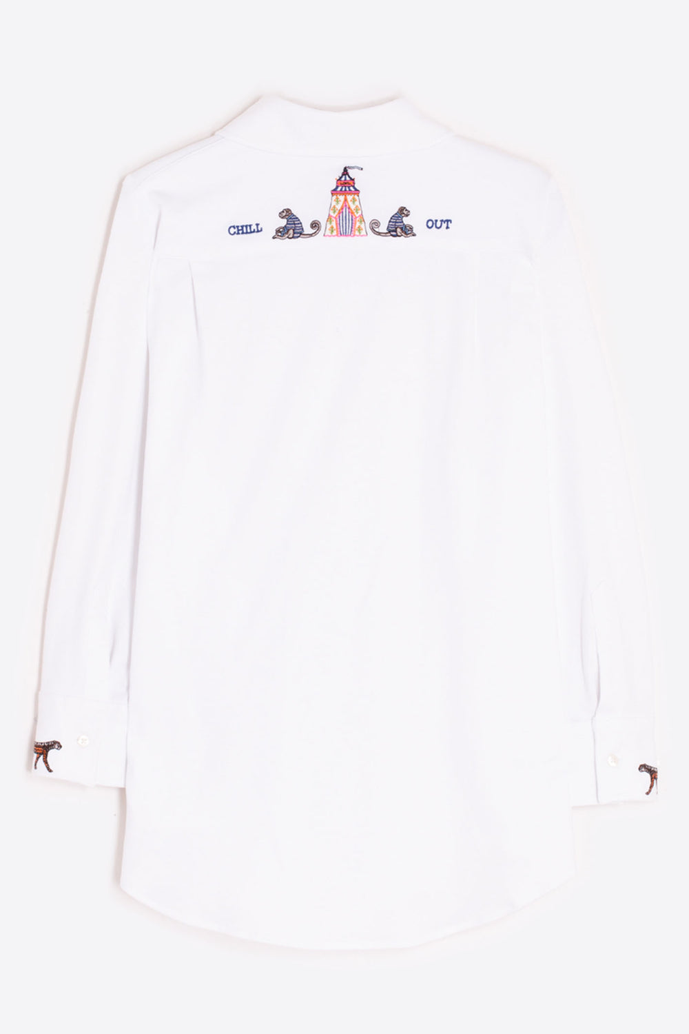 Vilagallo Shirt Embroidered Cuffs & Yolk White 32550 - Olivia Grace Fashion