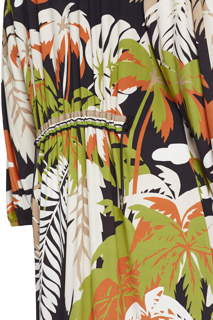 Marc Cain Collection UC 21.31 J68 Deep Olive Green Palm Print Dress - Olivia Grace Fashion
