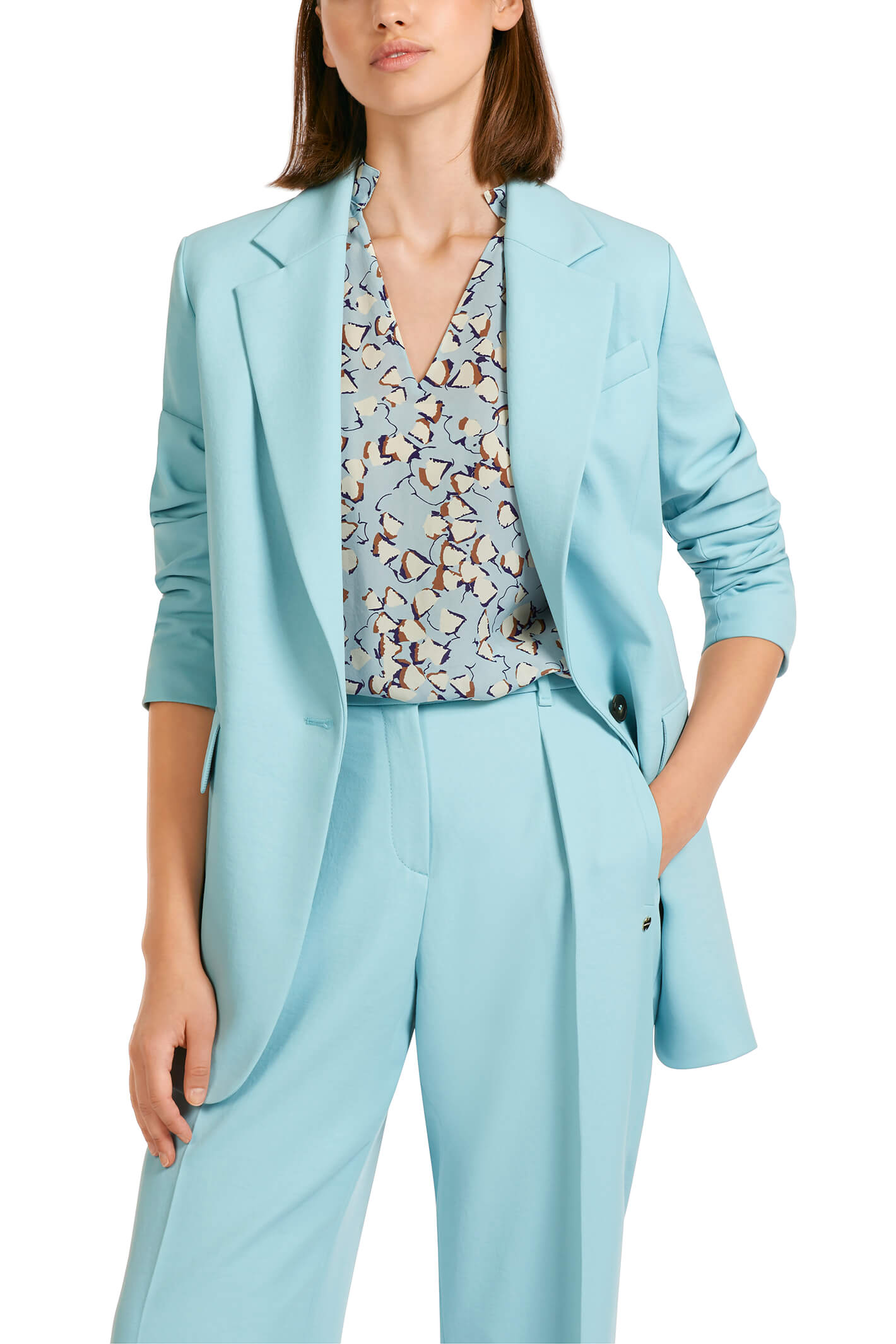 Marc Cain Collection UC 34.07 W03 Atmospheric Blue One Button Jacket