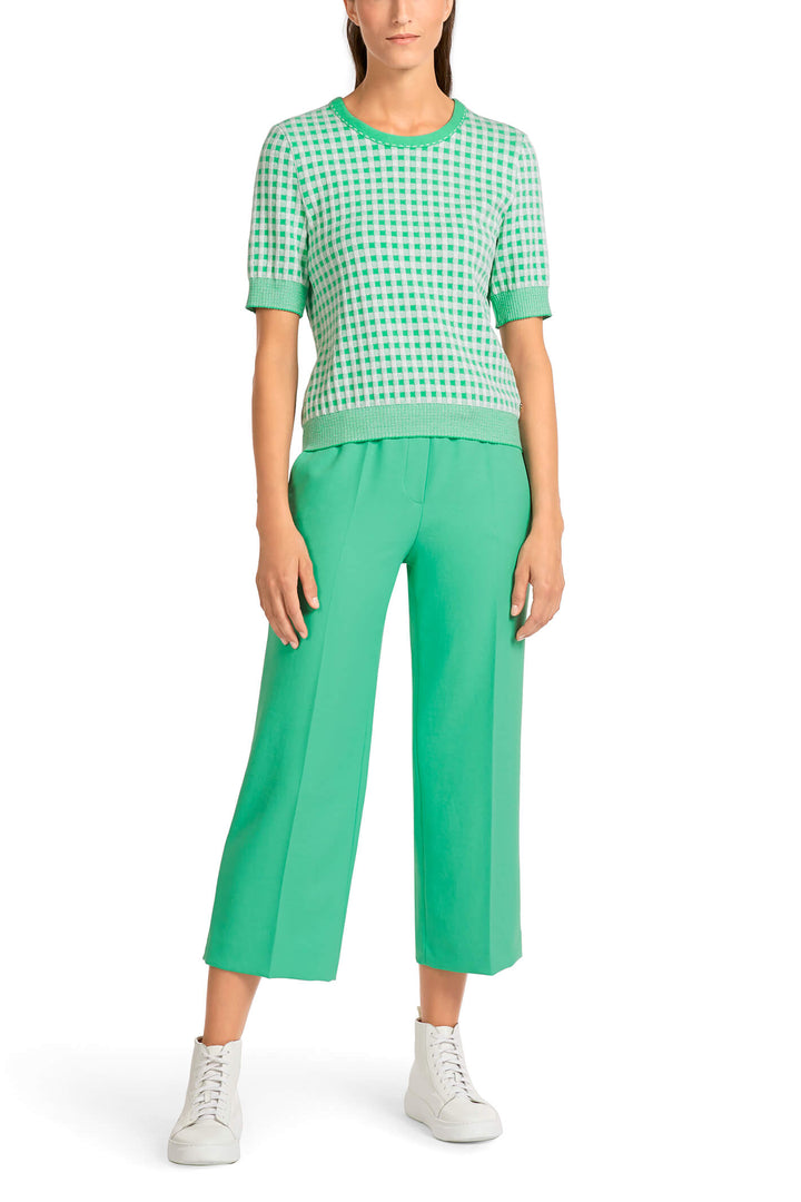 Marc Cain Collection UC 41.25 M13 Bright Jade Green Check Jumper - Olivia Grace Fashion