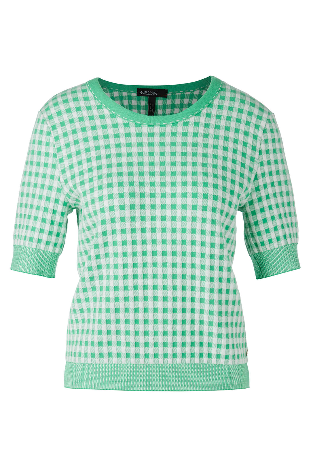 Marc Cain Collection UC 41.25 M13 Bright Jade Green Check Jumper - Olivia Grace Fashion
