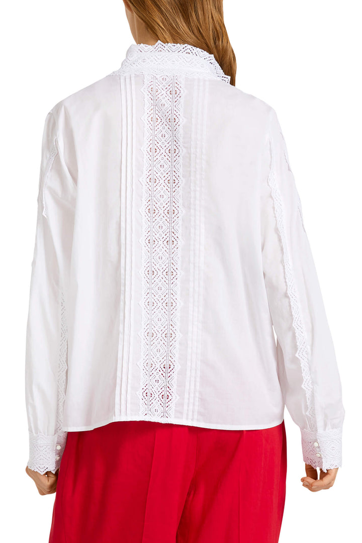 Marc Cain Collection UC 51.36 W94 White Lace Panel Shirt Top - Olivia Grace Fashion