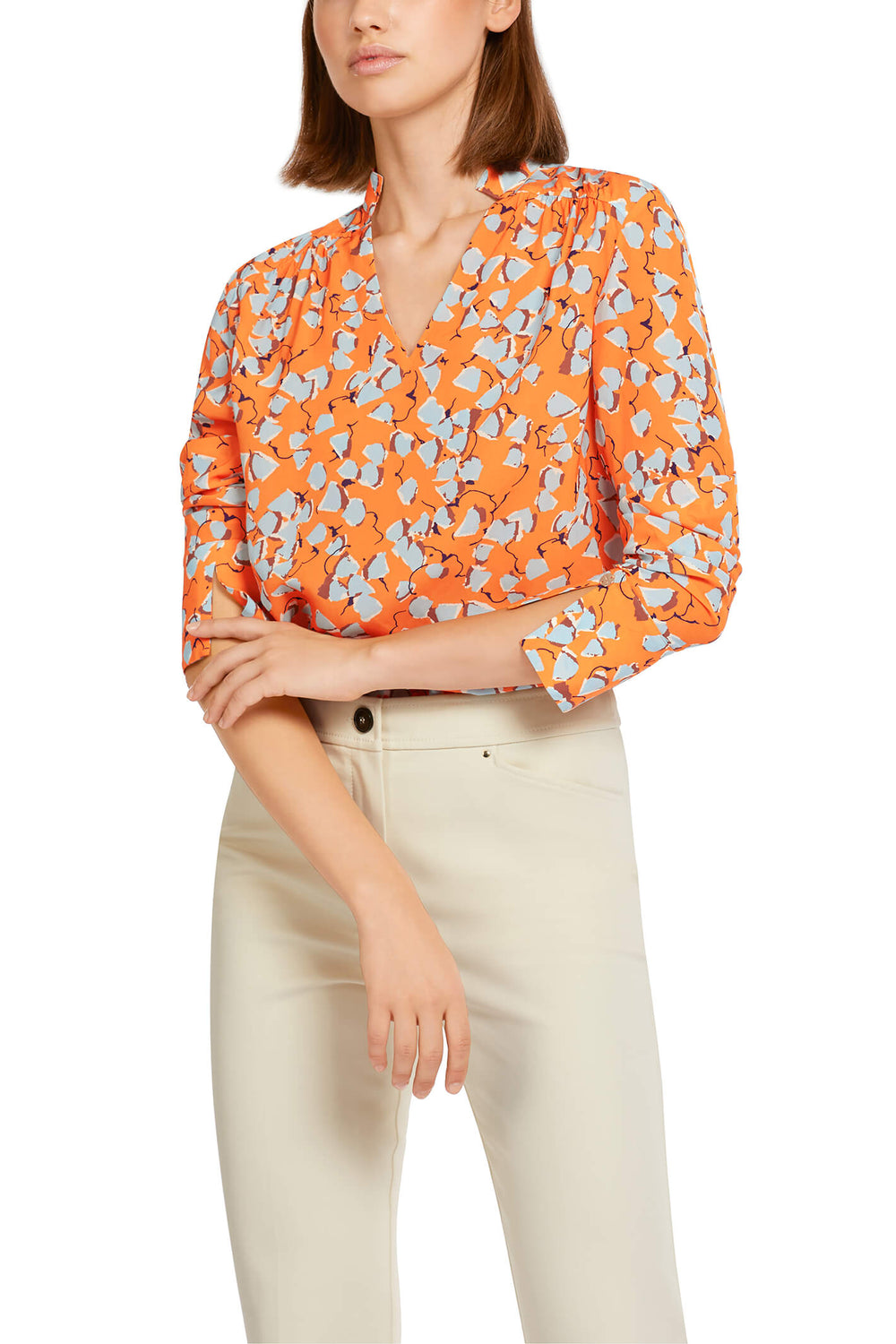 Marc Cain Collection UC 55.07 W34 Orange Print Top - Olivia Grace Fashion