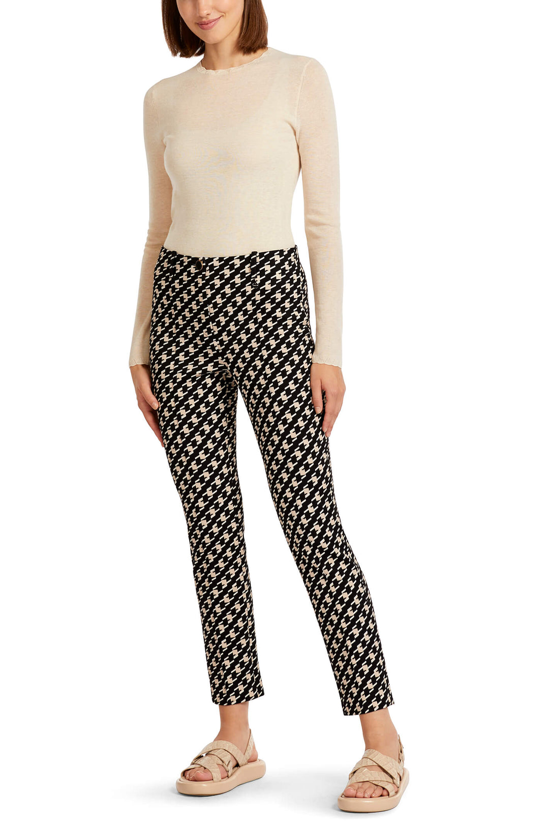 Marc Cain Collection UC 81.11 J11 Black Print Stretch Trousers - Olivia Grace Fashion