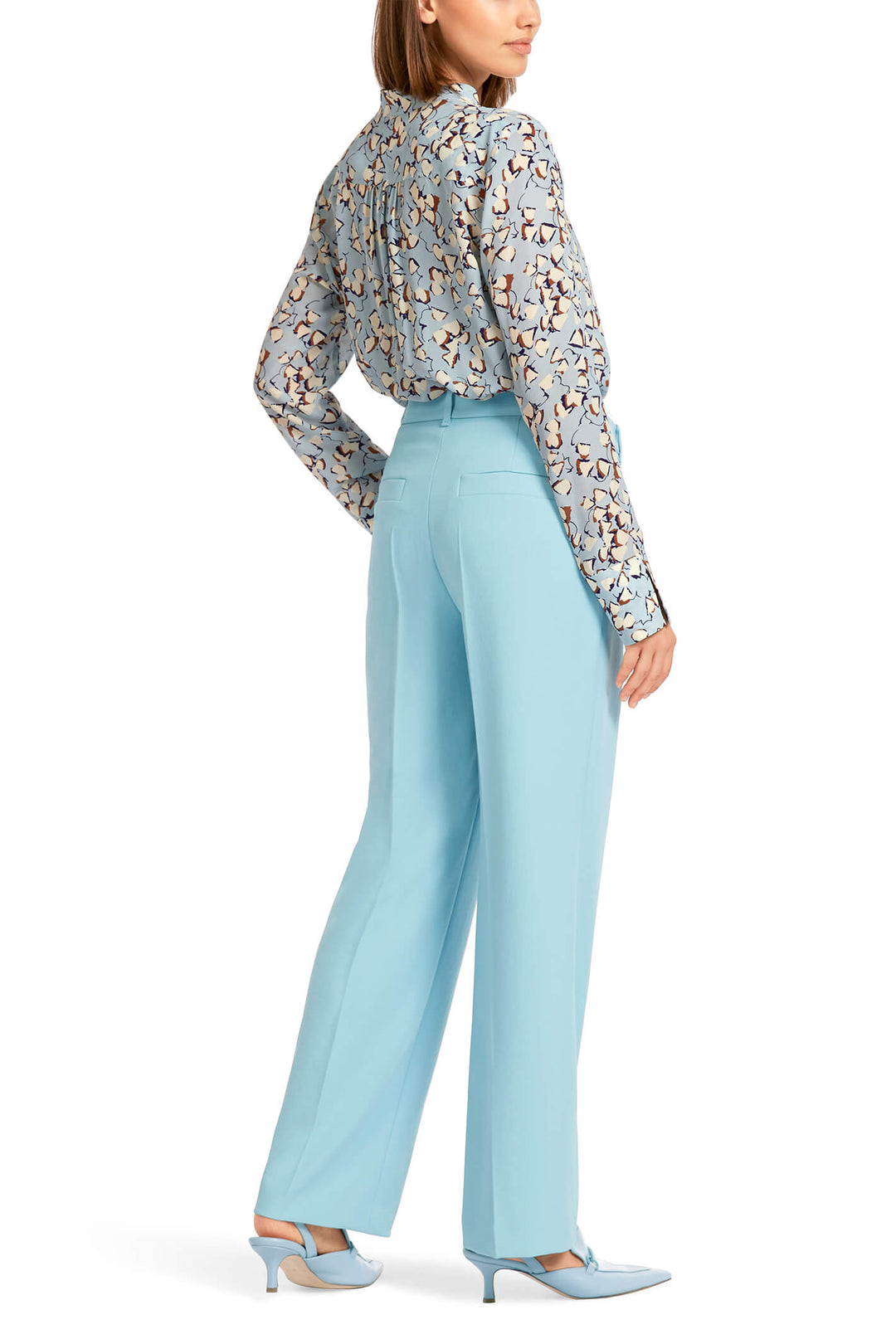 Marc Cain Collection UC 81.15 W03 Atmospheric Blue Wide Leg Trousers - Olivia Grace Fashion