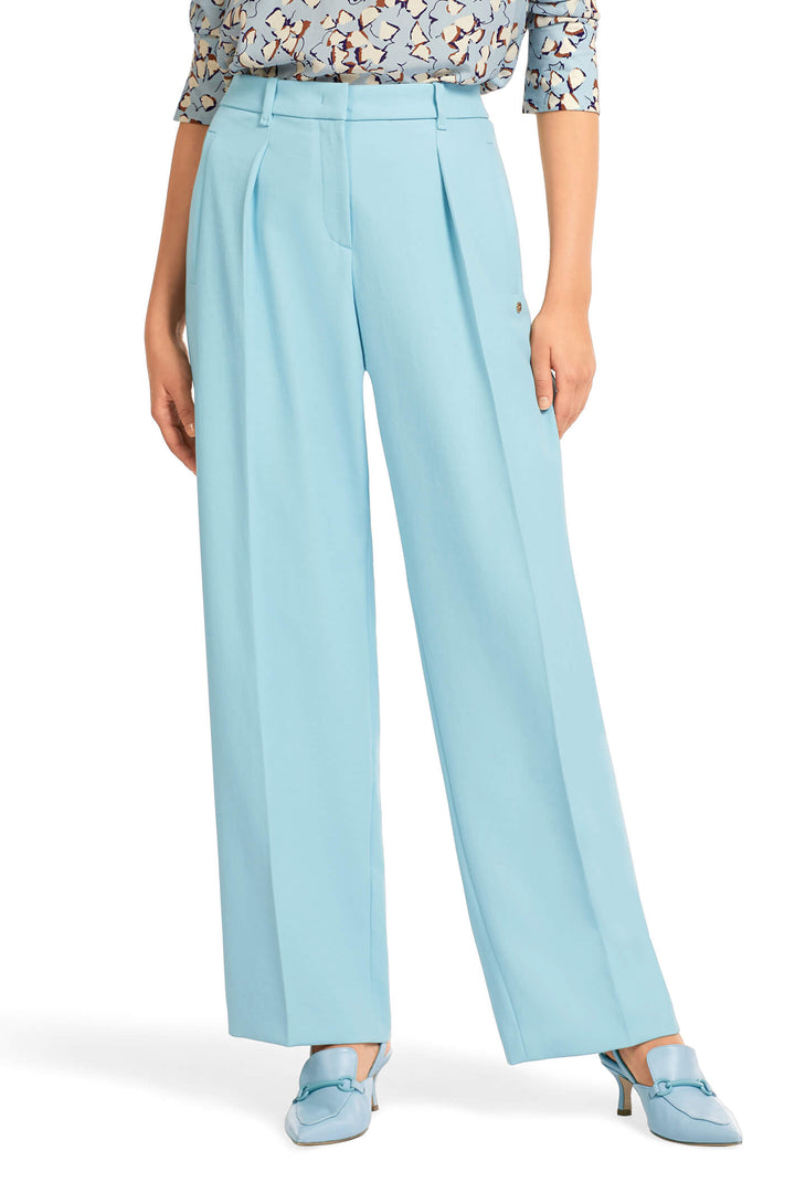 Marc Cain Collection UC 81.15 W03 Atmospheric Blue Wide Leg Trousers - Olivia Grace Fashion