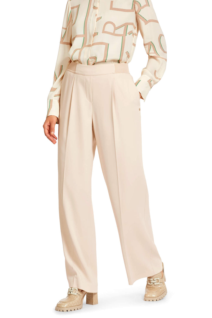 Marc Cain Collection UC 81.19 W56 Creme Wide Leg Trousers - Olivia Grace Fashion