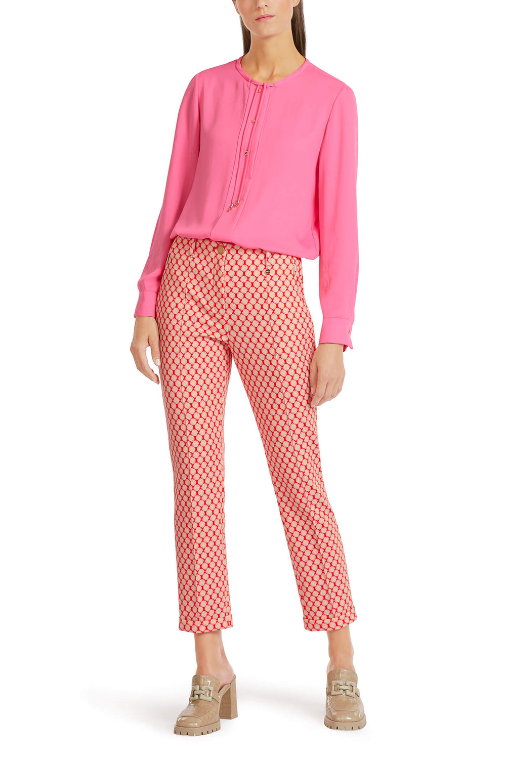 Marc Cain Collection UC 81.32 J18 Tangerien Orange Print Trousers - Olivia Grace Fashion