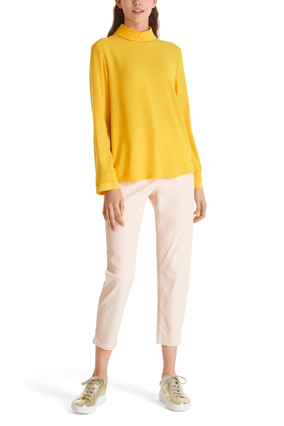 Marc Cain TC 55.13 W01 Saffron Yellow Reverse Collar Top - Olivia Grace Fashion