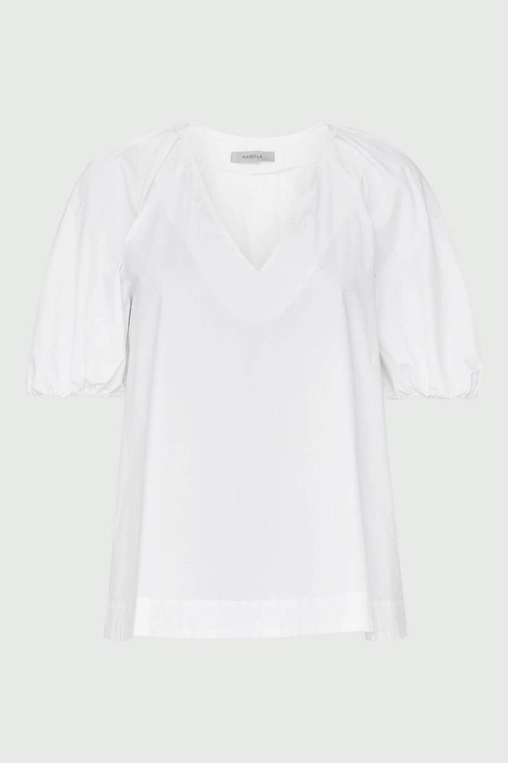 Marella Ariano 2331110132200 Optical White V-Neck Top - Olivia Grace Fashion