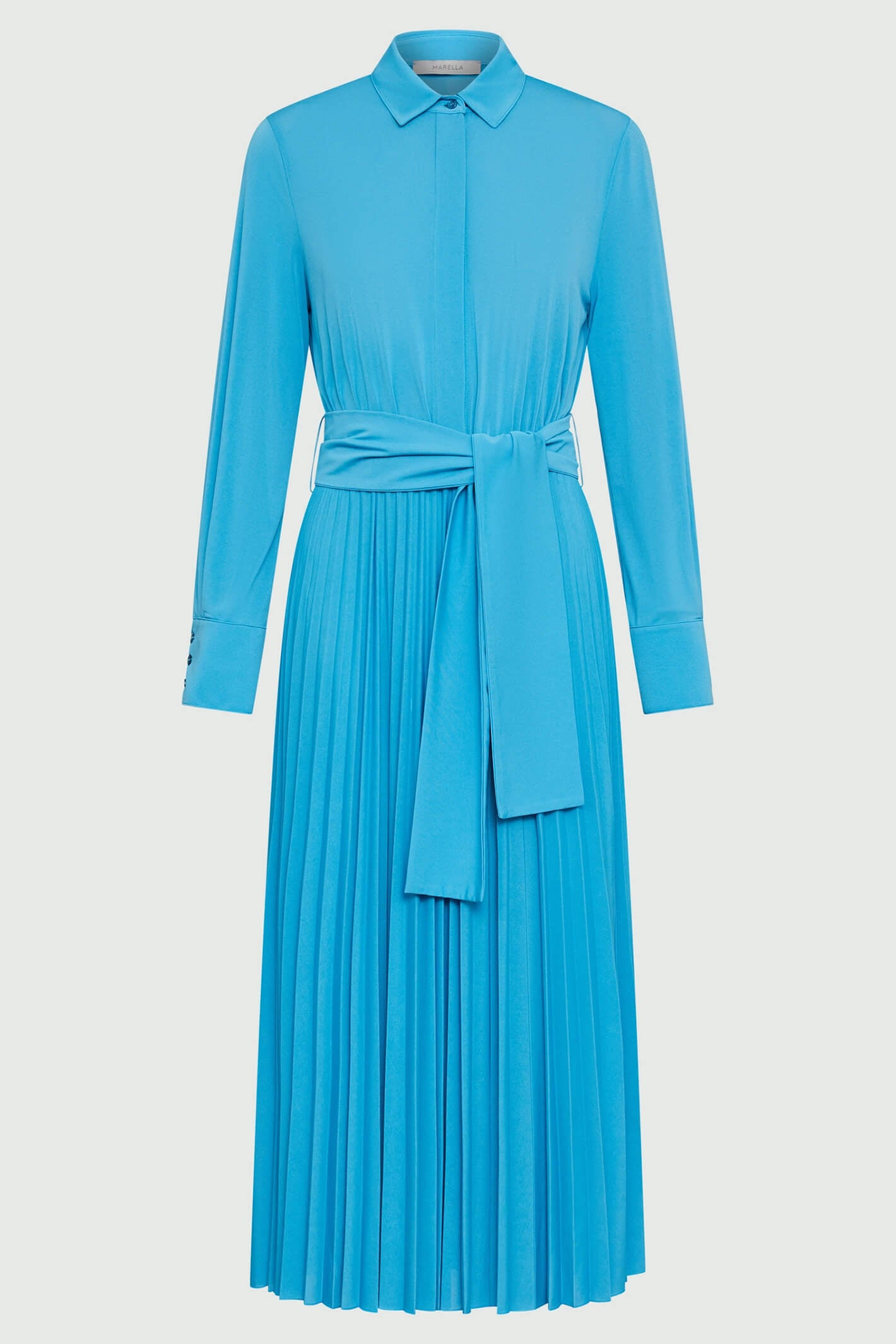 Marella Egadi 2336210231200 Turquoise Jersey Pleated Dress