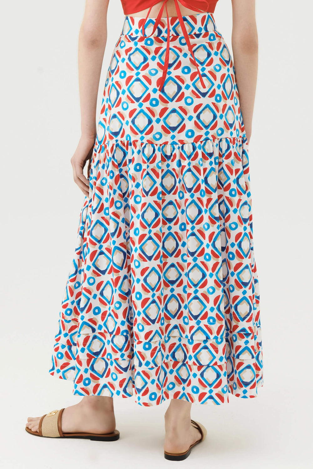 Marella Rodesia 2331010132200 Red Print Long Skirt - Olivia Grace Fashion