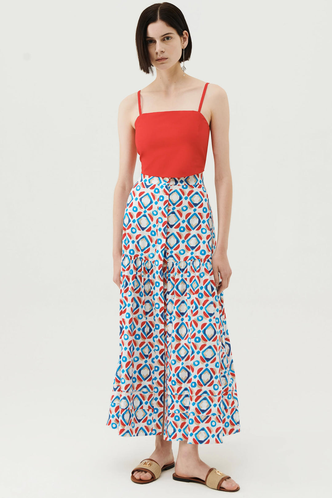 Marella Rodesia 2331010132200 Red Print Long Skirt - Olivia Grace Fashion