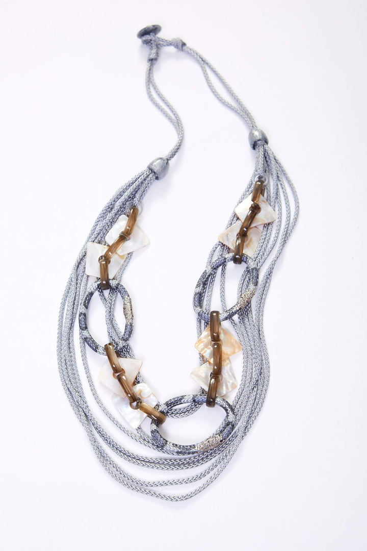 Naya NAS23278 Stone String Beading With Shell Trim Necklace - Olivia Grace Fashion