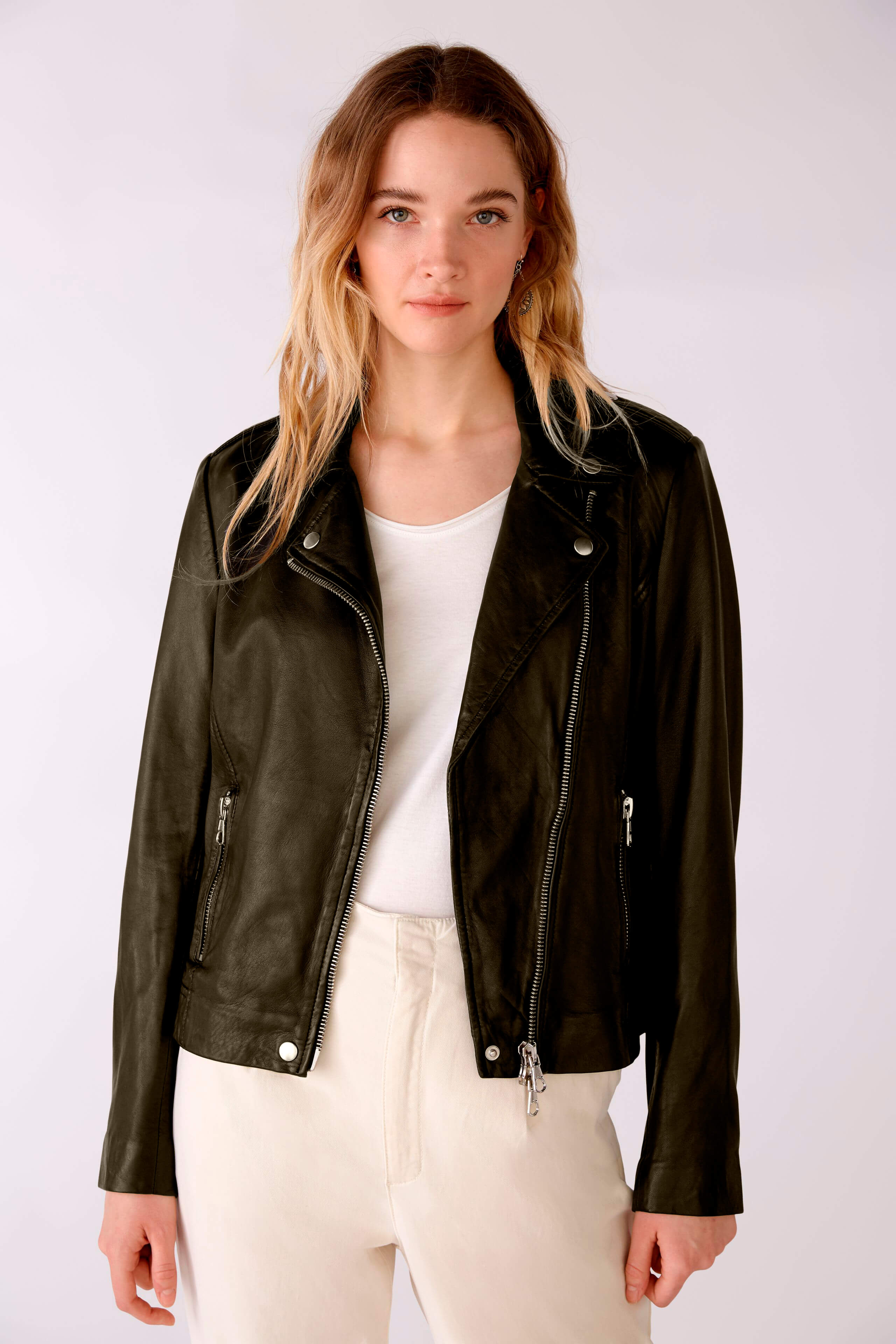 Khaki on sale biker jacket