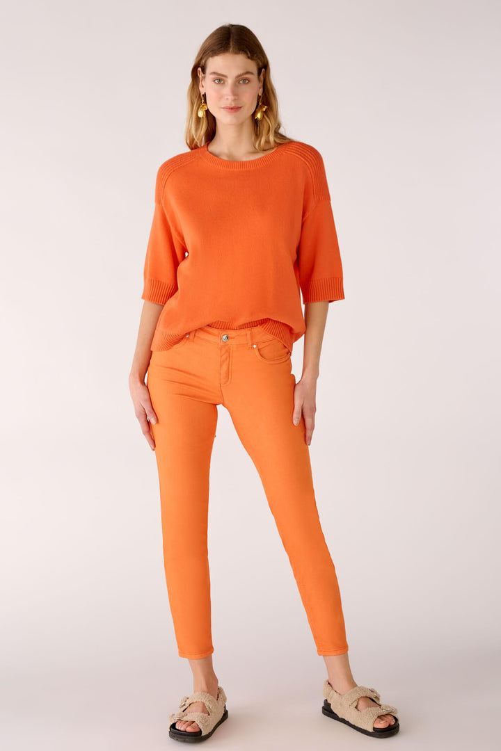 Oui 78116 Orange Short Sleeved Jumper - Olivia Grace Fashion