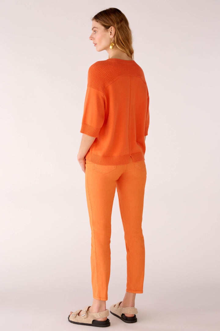 Oui 78116 Orange Short Sleeved Jumper - Olivia Grace Fashion