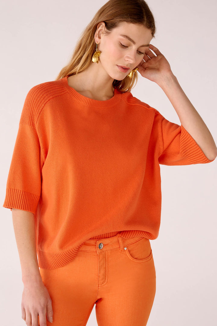 Oui 78116 Orange Short Sleeved Jumper - Olivia Grace Fashion