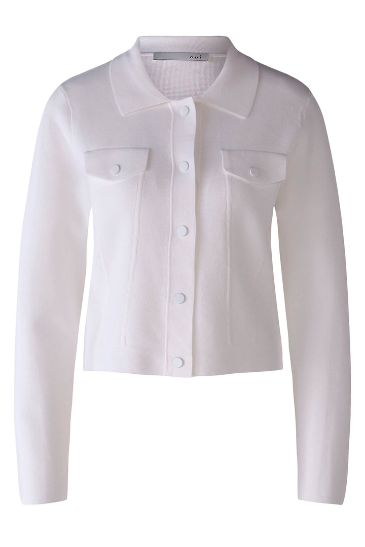 Oui 78388 Cloud Dancer White Cardigan Jacket - Olivia Grace Fashion