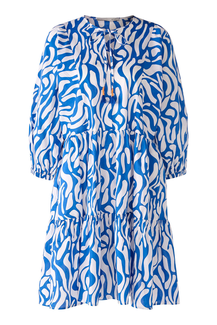 Oui 78550 Blue White Print Dress - Olivia Grace Fashion