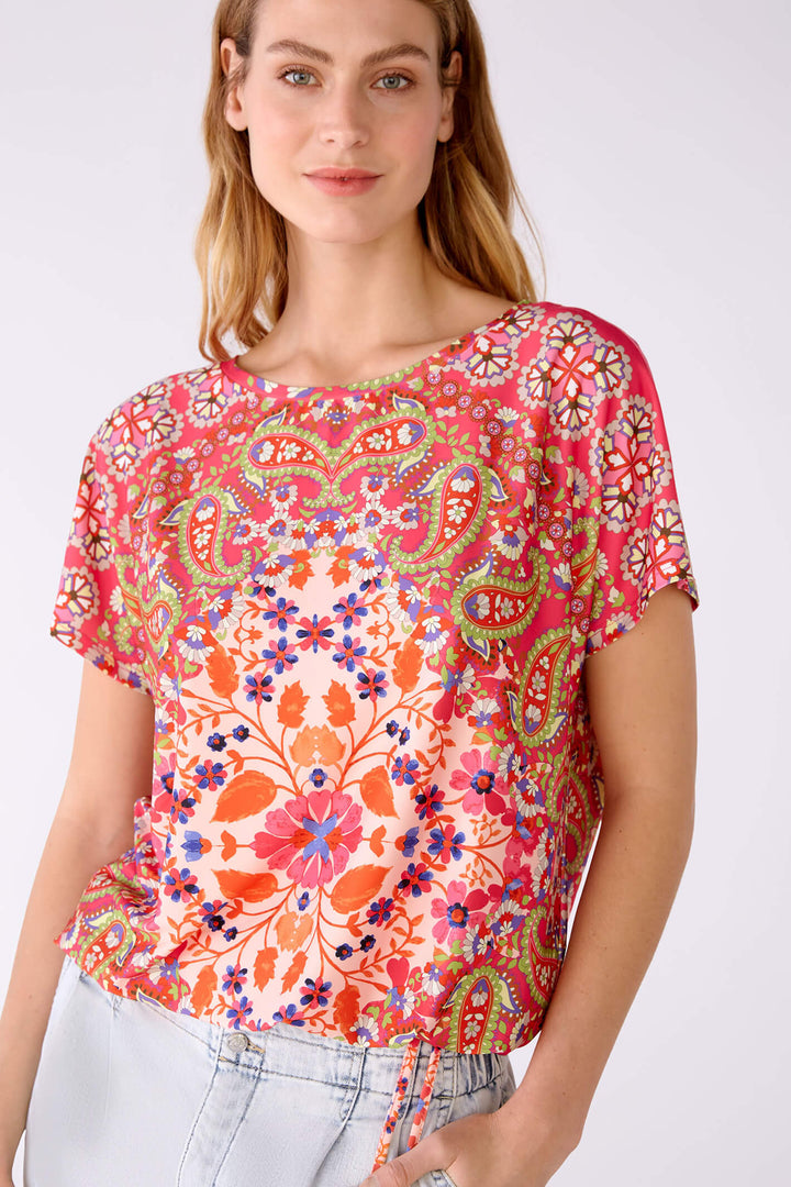 Oui 78648 Pink Orange Print Top - Olivia Grace Fashion