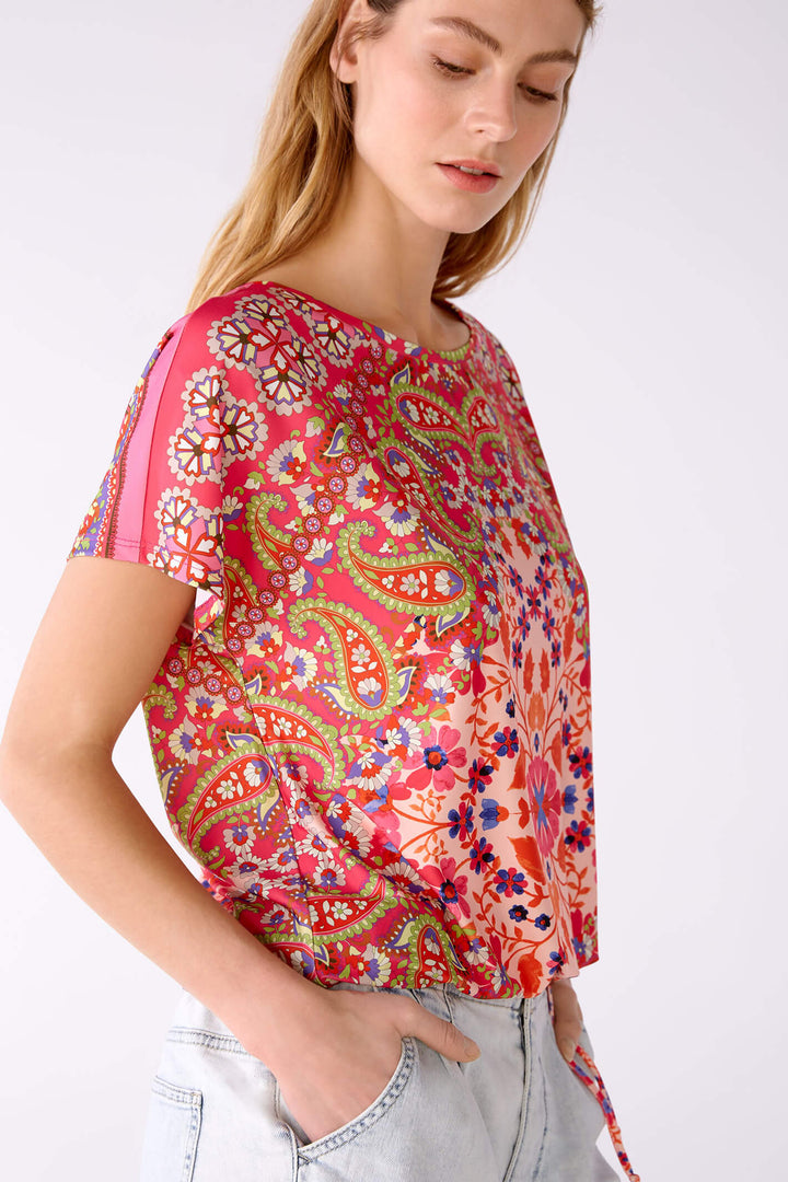 Oui 78648 Pink Orange Print Top - Olivia Grace Fashion