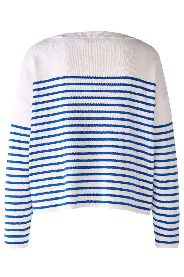 Oui 78662 White Blue Striped Jumper - Olivia Grace Fashion