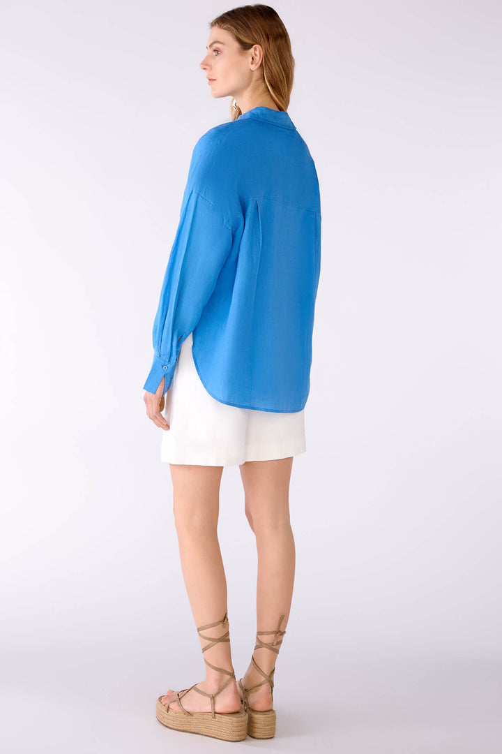 Oui 78867 Blue Long Sleeve Shirt - Olivia Grace Fashion