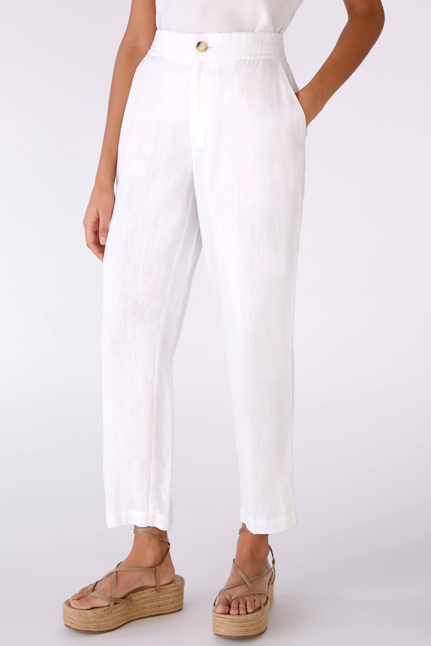 Women's White Linen Look Ruffle Crop & Wide Leg Trousers | Boohoo UK
