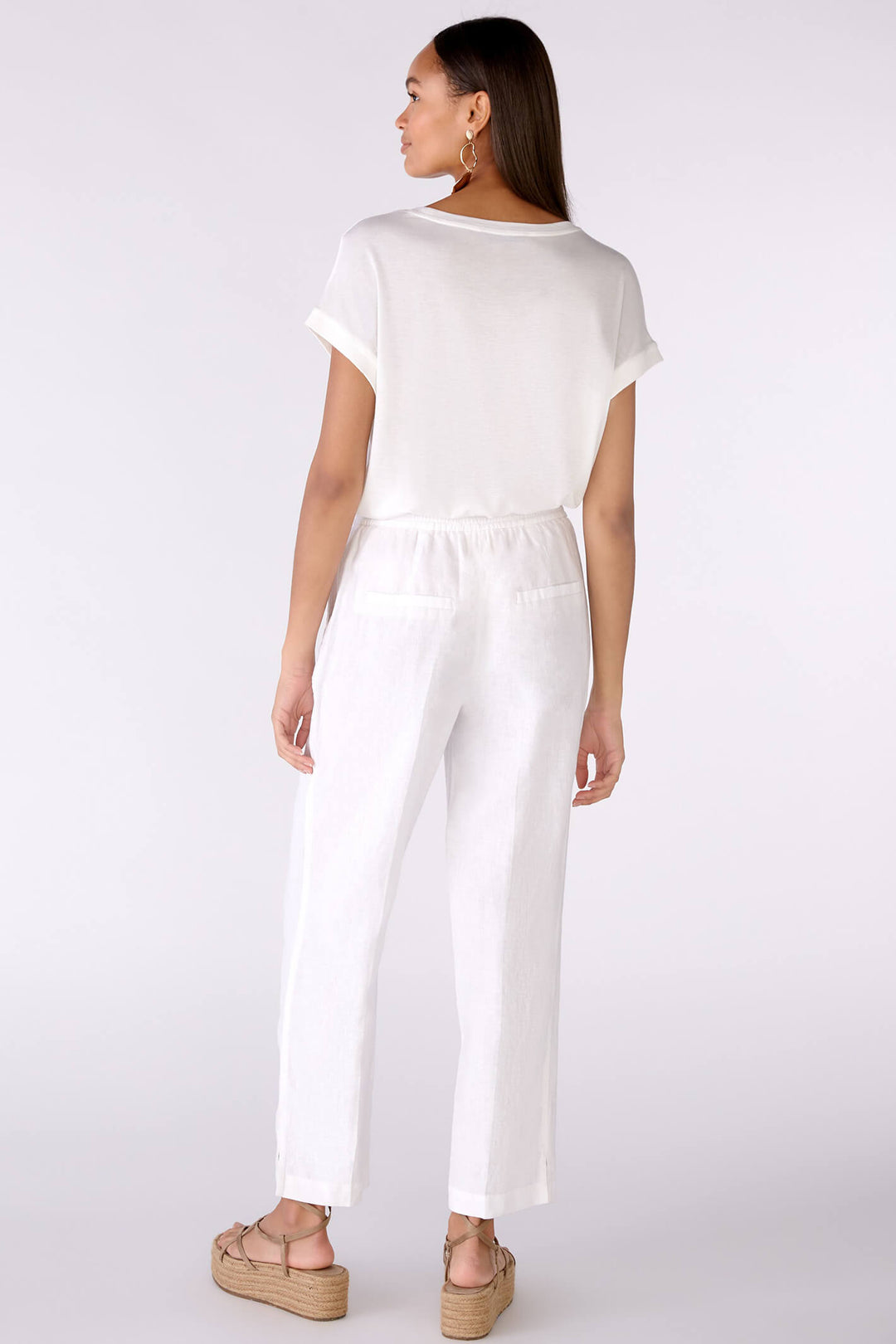 Oui 78875 Optic White Trousers - Olivia Grace Fashion