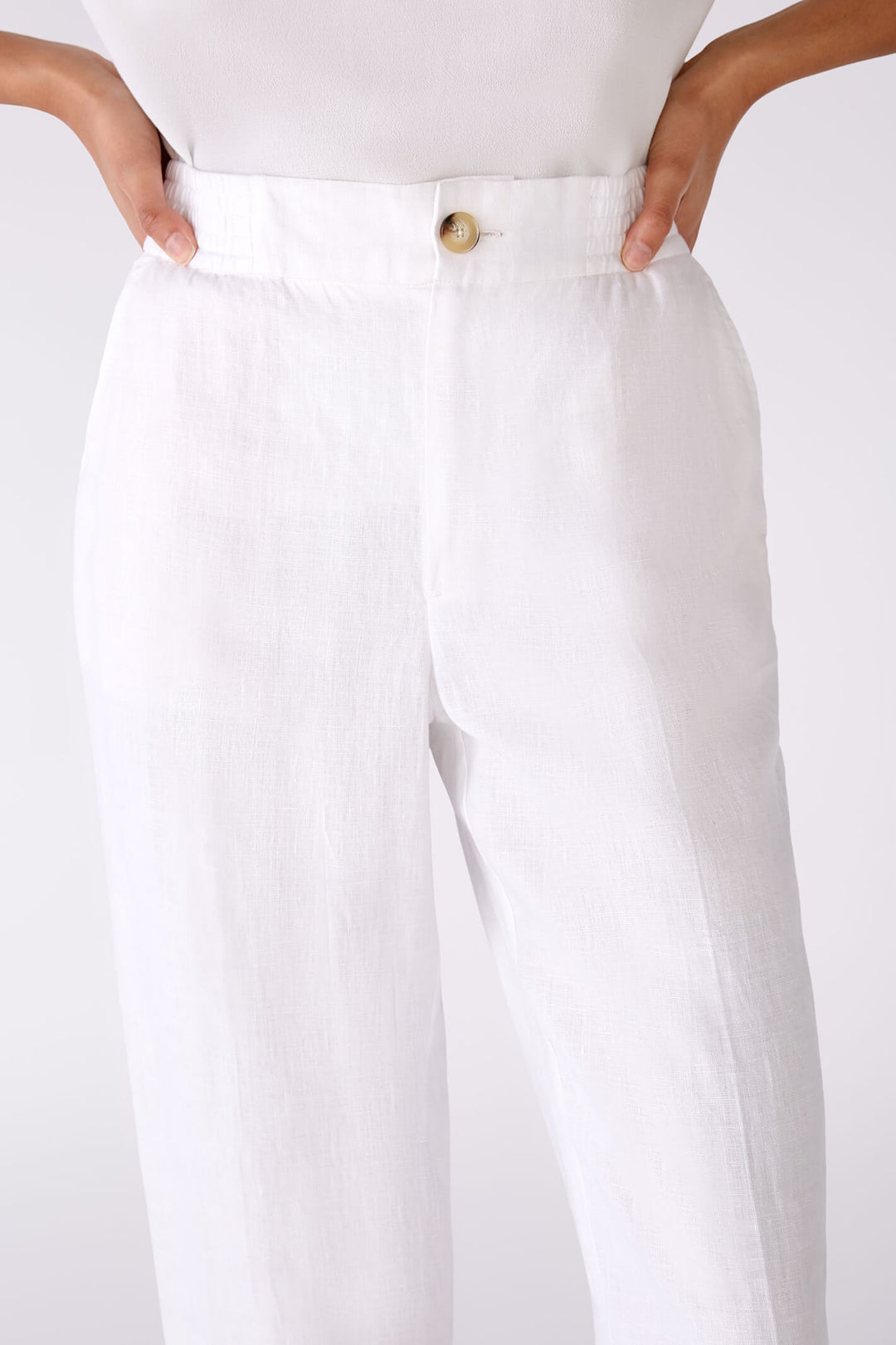 Oui 78875 Optic White Trousers - Olivia Grace Fashion