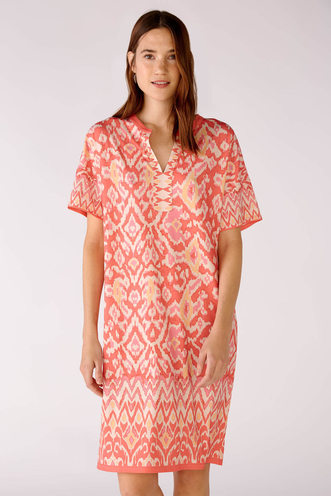 Oui 79138 Coral Print Shift Dress - Olivia Grace Fashion