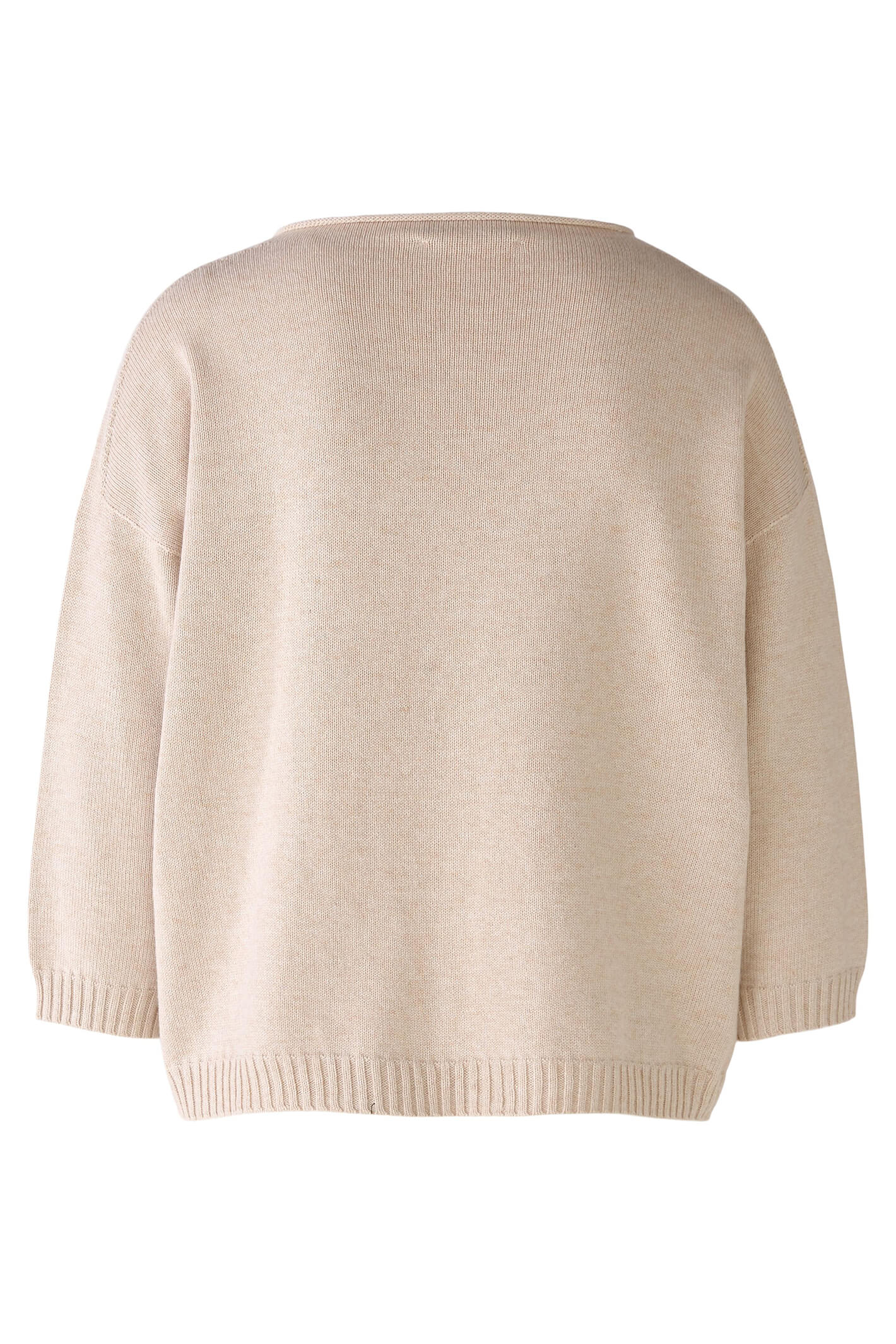 Oui 79351 Light Beige Melange Curl Neck Jumper | Olivia Grace