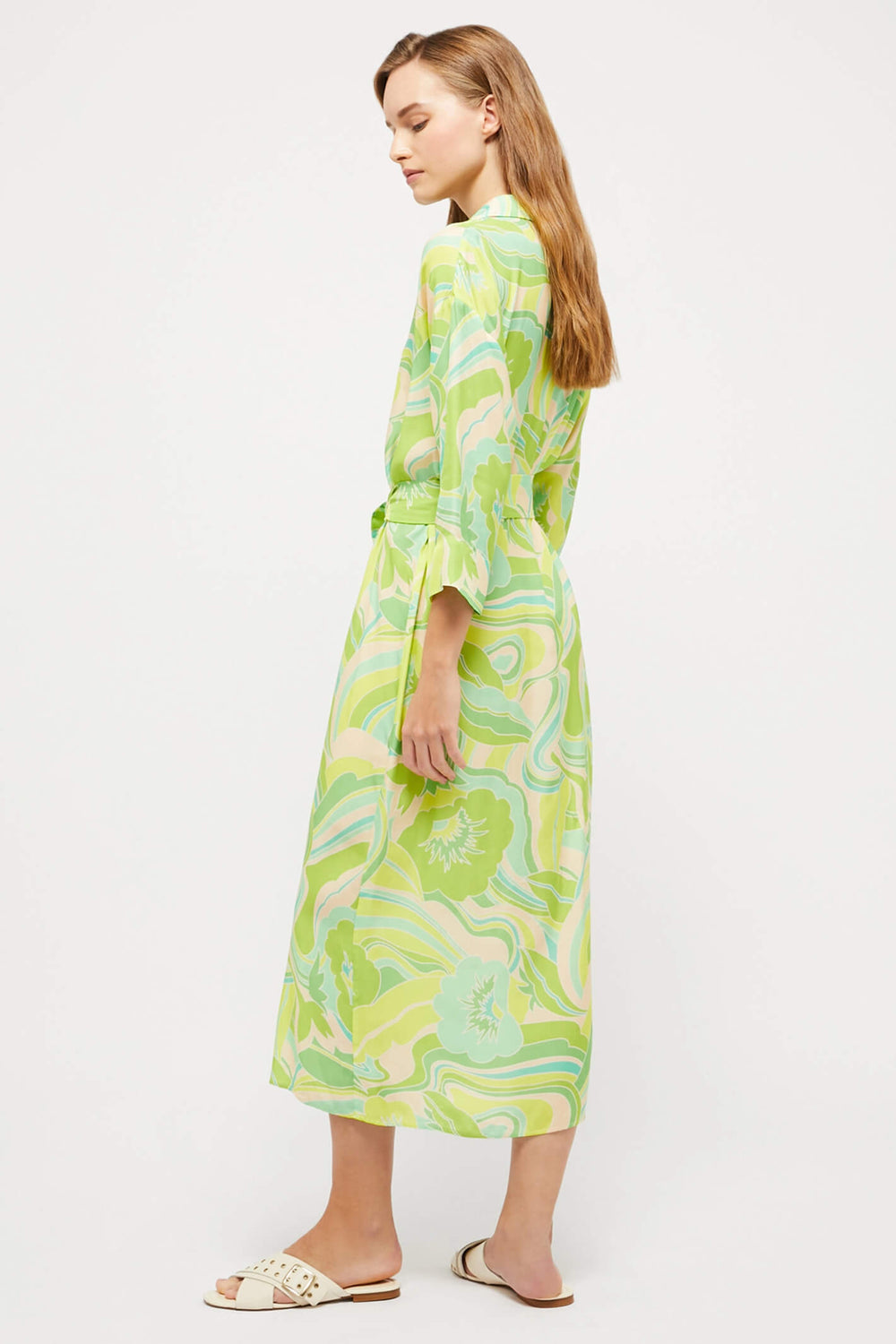 Pennyblack 22210723P Olimpio Green Print Shirt Dress - Olivia Grace Fashion